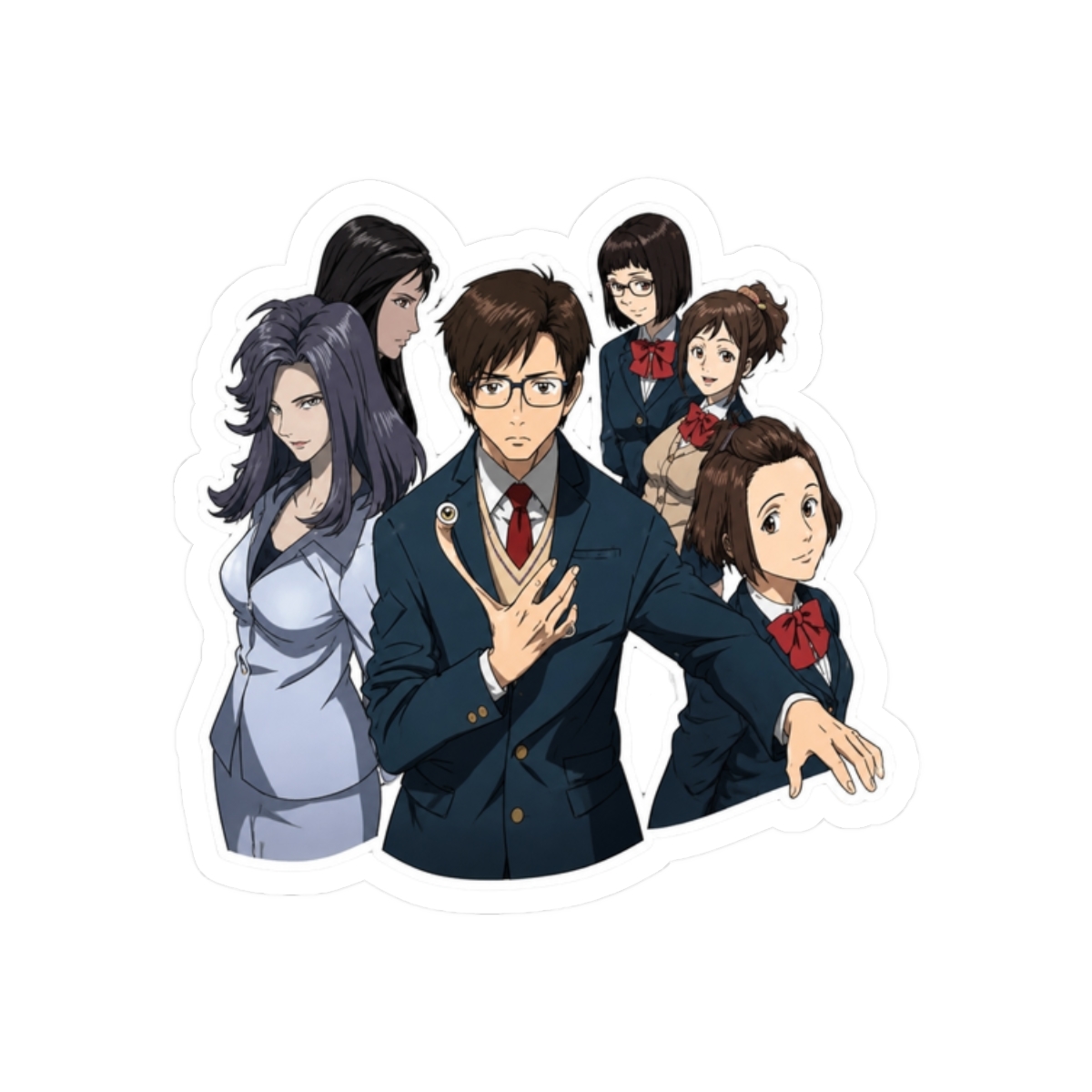 shinichi and guys Sticker | Parasyte - alternate angle 3, merchandise